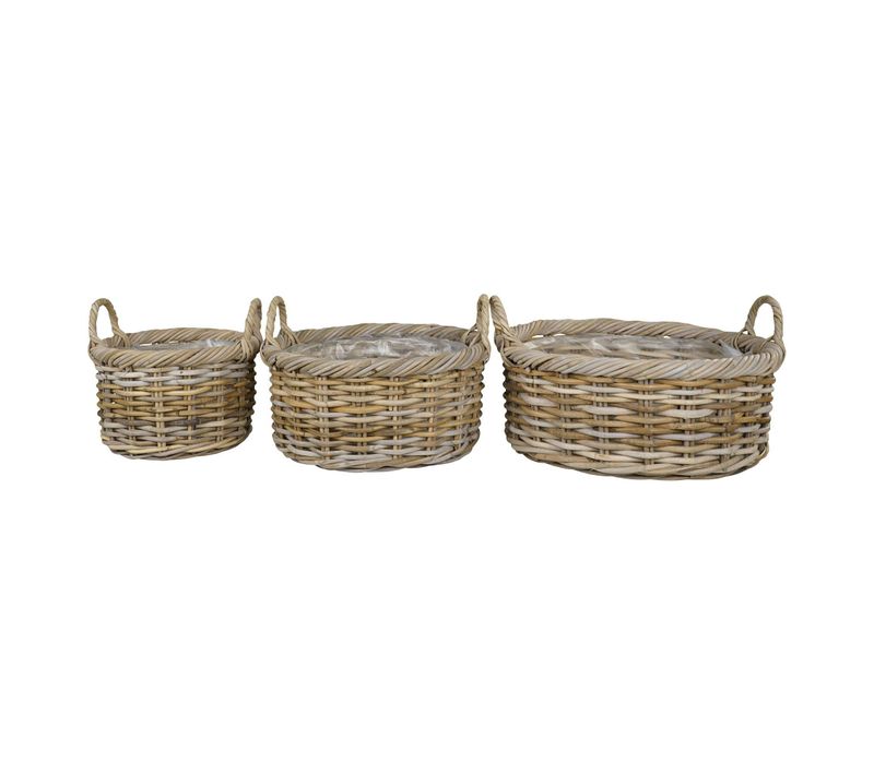 Cache-pot Bas En Rotin (lot De 2)