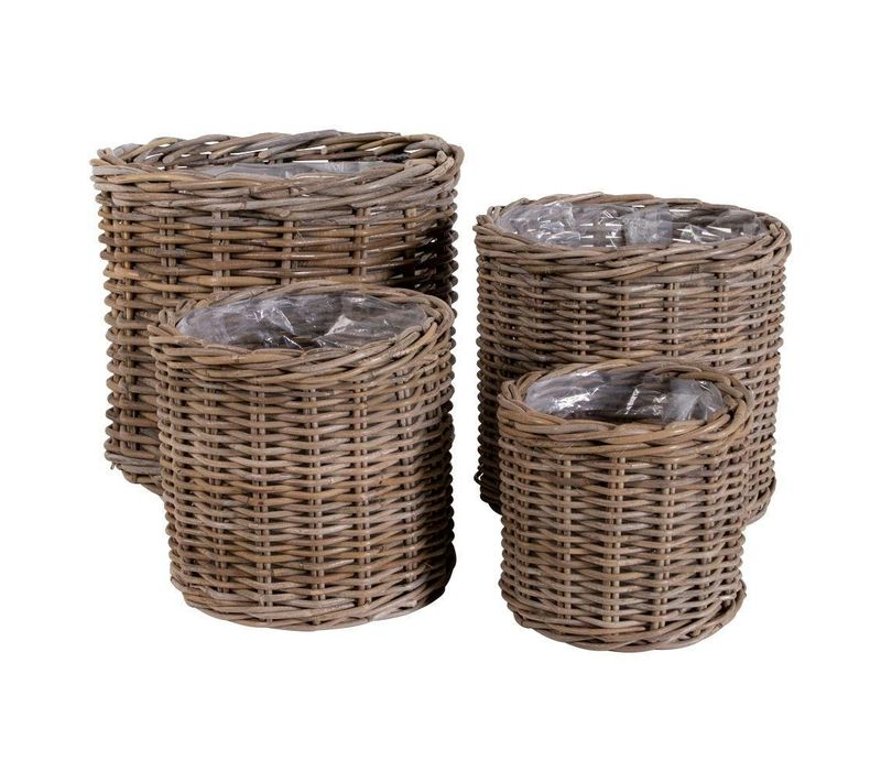 Cache-pot En Rotin Pour Plantes Vertes (lot De 4)