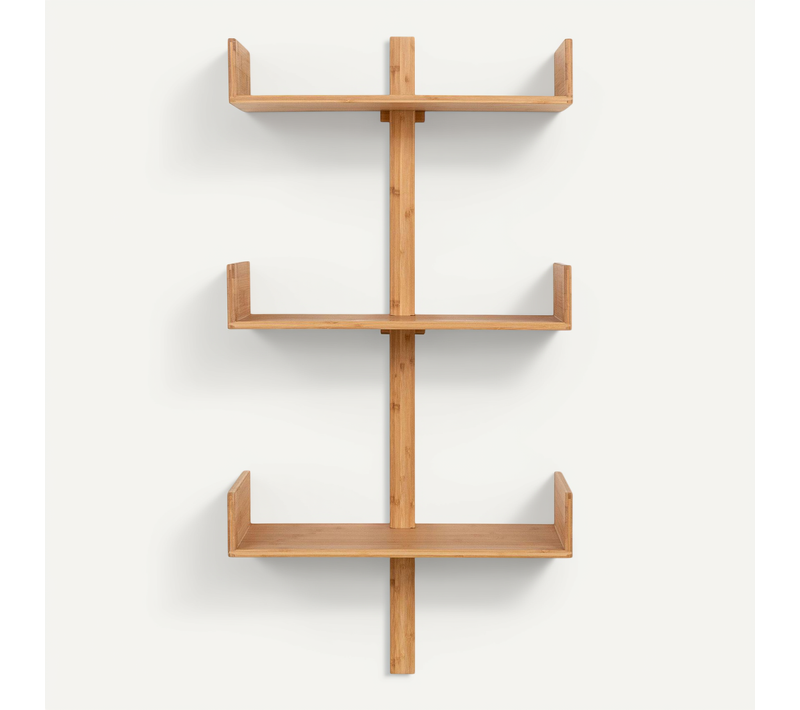 Etagère Murale Verticale En Bambou 3 Plateaux Avec Joues 102 Cm Tallinn