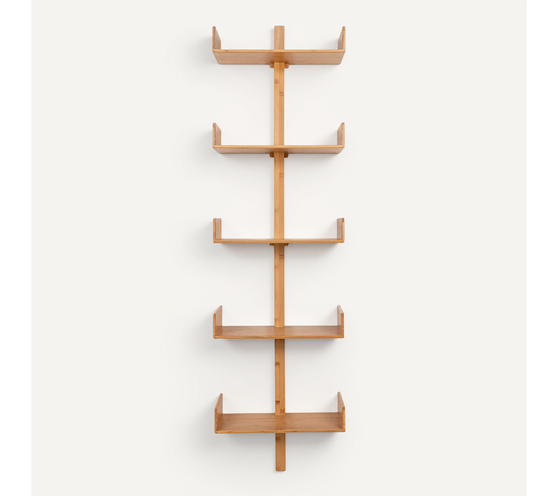 Etagère Murale Verticale En Bambou 5 Plateaux Avec Joues 180 Cm Tallinn