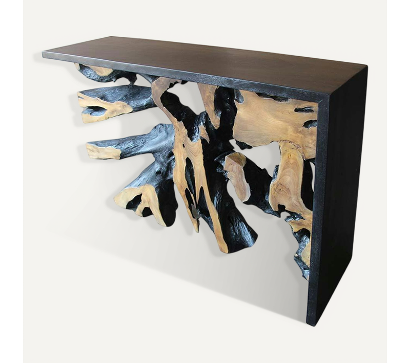 Console Racine De Teck Contour Bois Noir Arizona