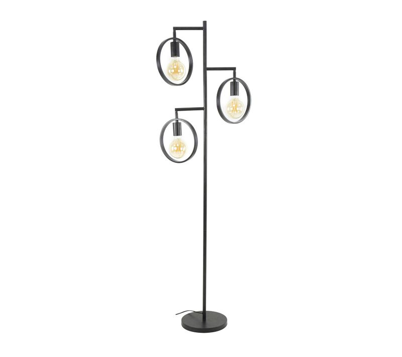 Lampadaire De Salon 3 Anneaux, Finition Charbon Ralf