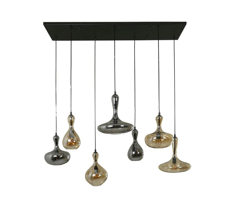 Suspension Multiple En Verre Teinté 7 Lampes Nova