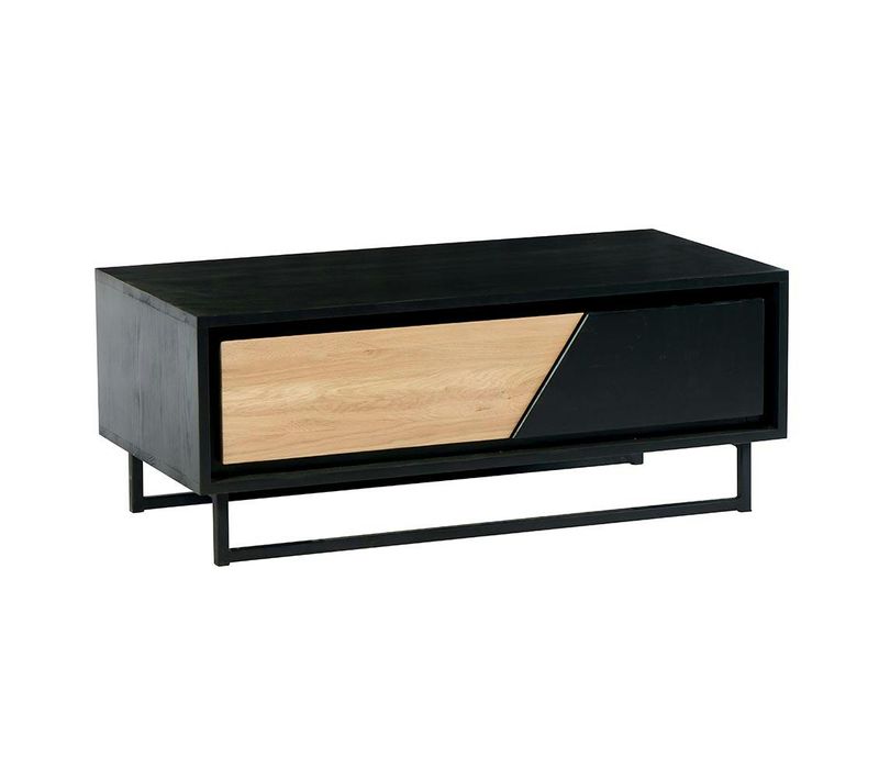 Table Basse 1 Tiroir Bois Noir Et Blanc Anina