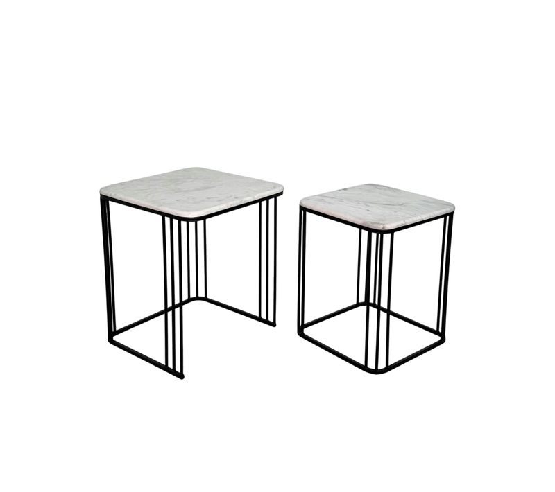 Sellette Carrée Plateau En Marbre (lot De 2)