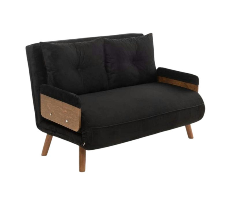 Canapé-lit D'appoint En Velours Noir, 2 Places Loja