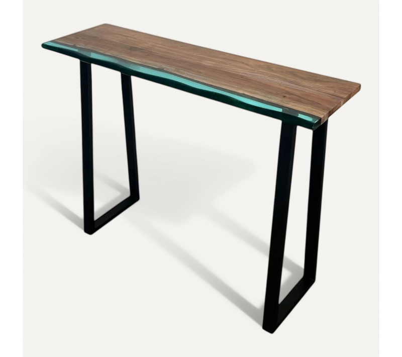 Console Epoxy Lagon Et Bois D'acacia Bora