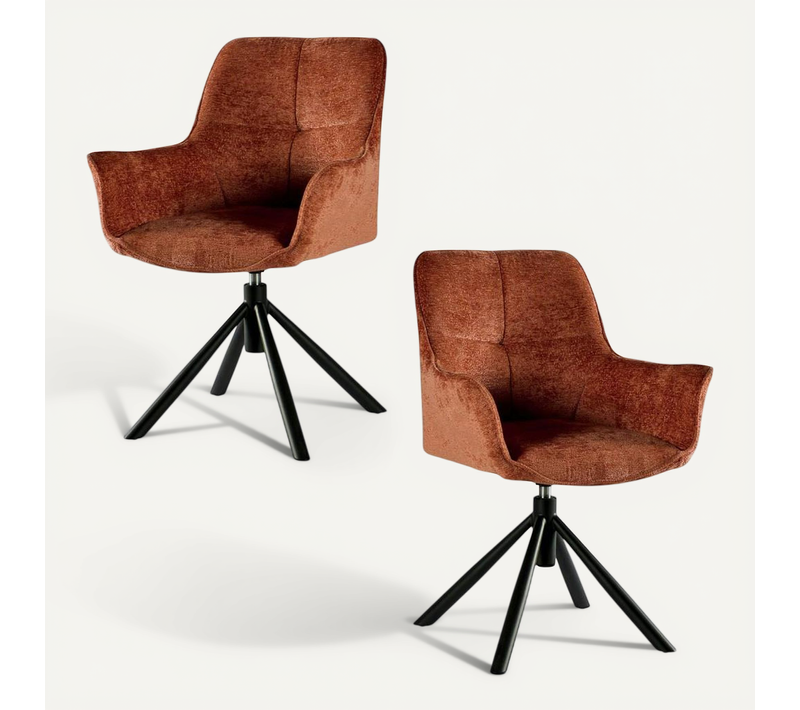 Fauteuil De Table Pivotant Tissu Terracotta (lot De 2) Iena