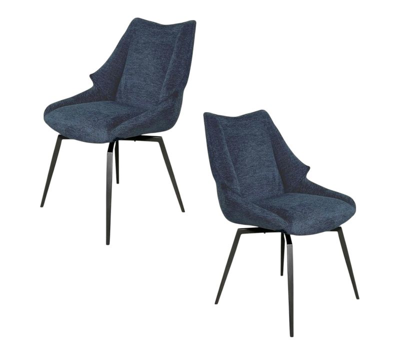 Chaise Design Tissu Microfibre Bleu (lot De 2) Iena