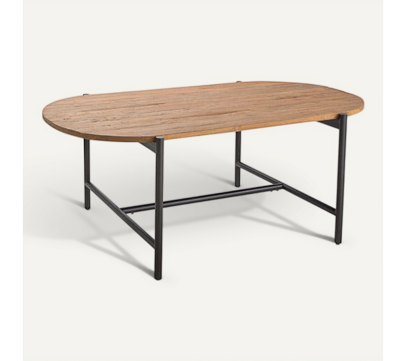 Table De Repas Teck Recyclé Bords Arrondis 240 Cm Trani