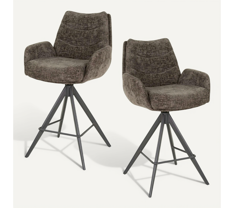 Tabouret De Bar Pivotant Grand Confort, Finition Taupe (lot De 2) Taj