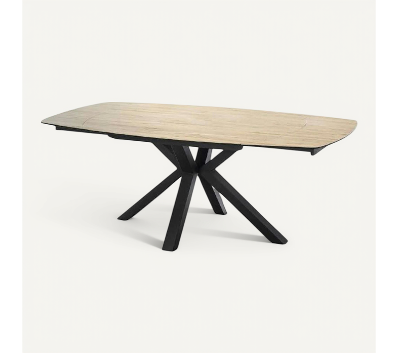 Table Extensible En Céramique Forme Ovale Effet Bois 140-200 Cm Lombardie