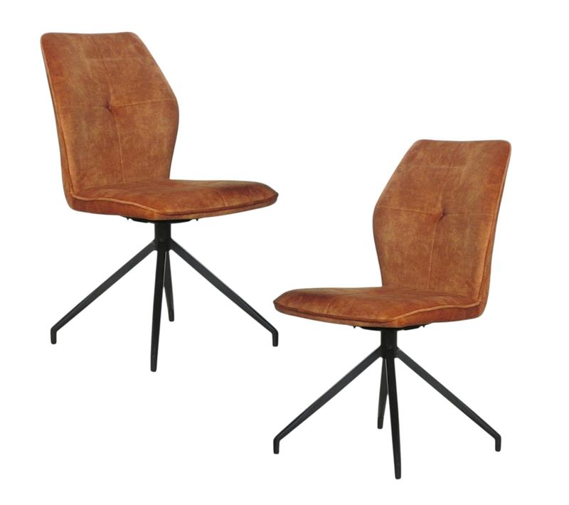 Chaise Pivotante Moutarde En Velours Patiné Avec Poignée (lot De 2) Lombardie