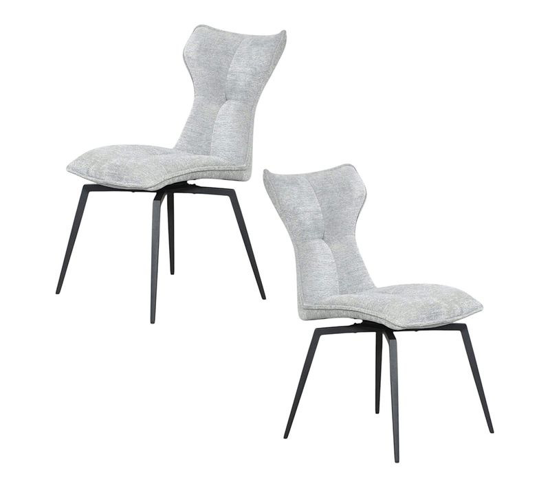 Chaise Grise Pivotante En Velours Avec Passepoil (lot De 2) Lombardie