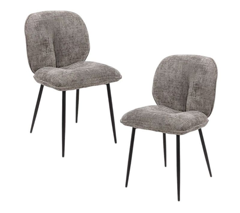 Chaise Cosy En Tissu Gris (lot De 2) Iena