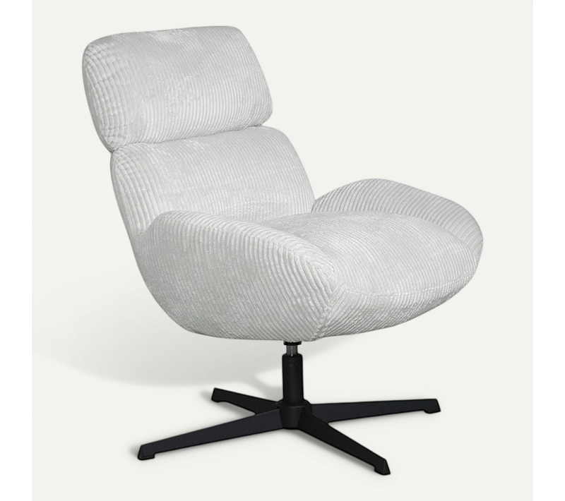 Fauteuil De Salon Rotatif Tissu Côtelé Blanc Iena