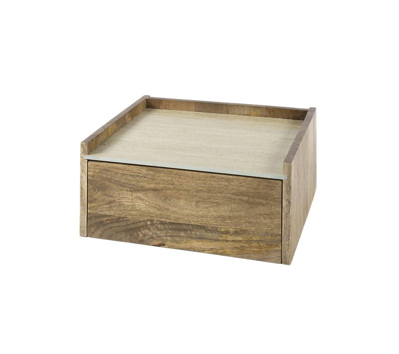 Table De Nuit Murale En Bois Et Céramique, 1 Tiroir Ascoli