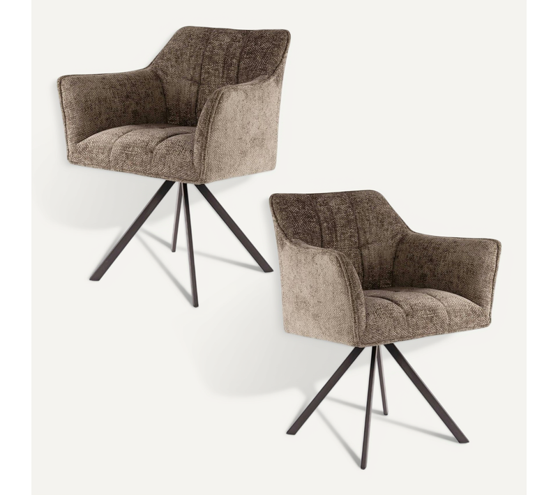 Chaise Pivotante De Salle à Manger En Velours Texturé Taupe (lot De 2) Melbourne
