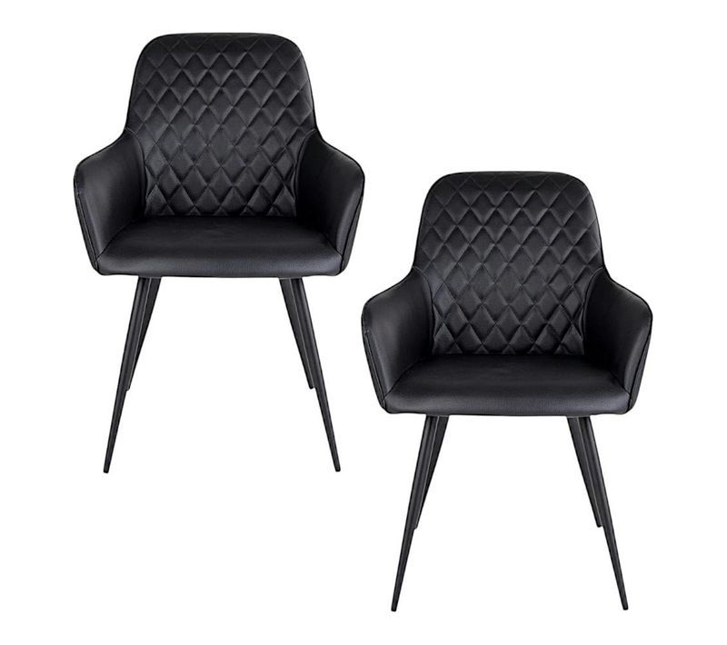 Fauteuil De Table Noir Vintage (lot De 2) Savone