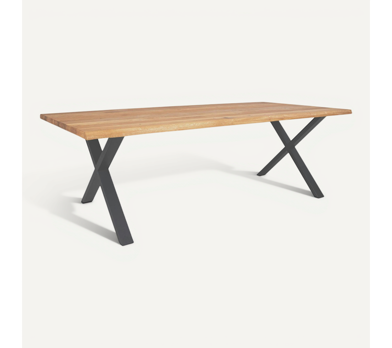 Table à Rallonge En Bois De Chêne Clair Avec Bordures Naturelles 240 Cm Savone