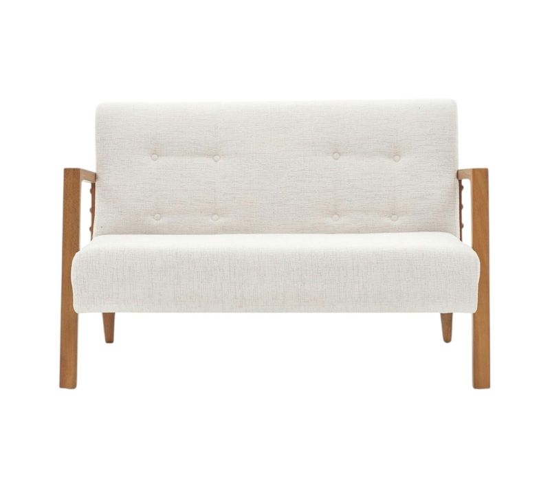 Canapé 2 Places Compact Blanc Chiné Moderne 124 Cm Kos