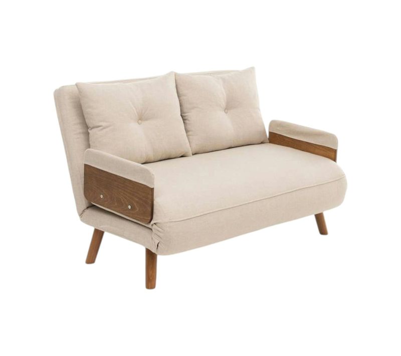 Canapé-lit D'appoint En Velours Écru, 2 Places Loja