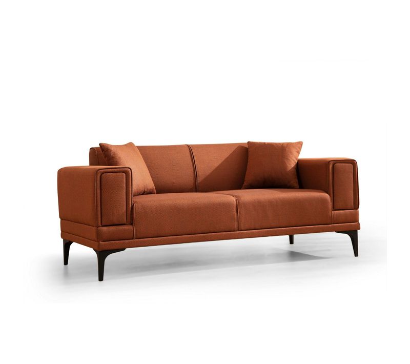 Canapé 2 Places Rouille, Accoudoirs Matelassés 170 Cm Lucca