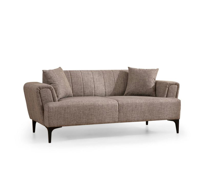 Canapé 2 Places Taupe, Dossier à Coutures Verticales Lucca