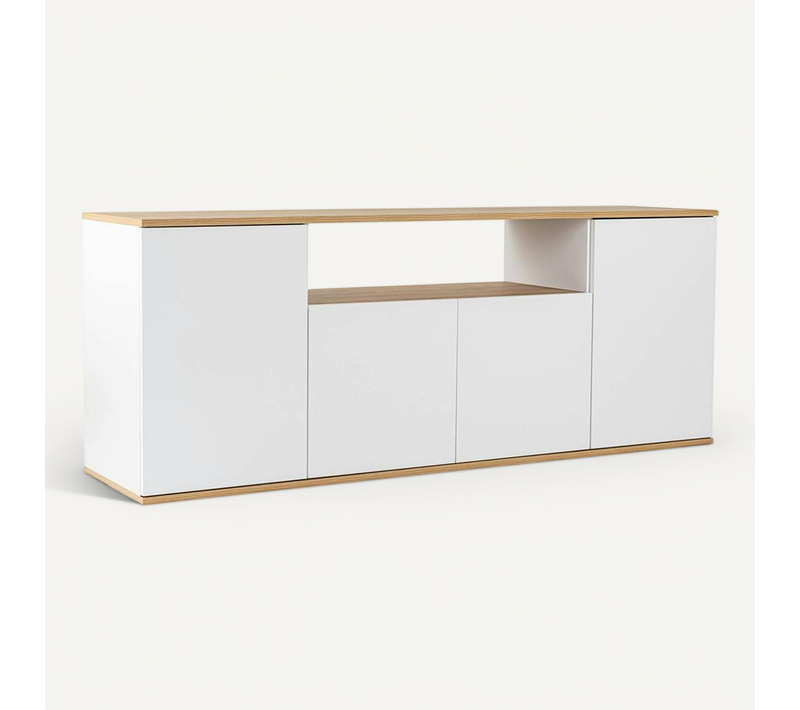 Buffet Salle à Manger Blanc et Effet Bois, Niche Centrale Marfa