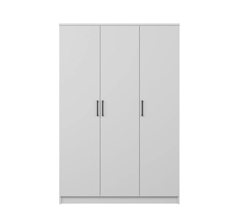 Grande Armoire Penderie Blanche 3 Portes 5 Étagères Byron