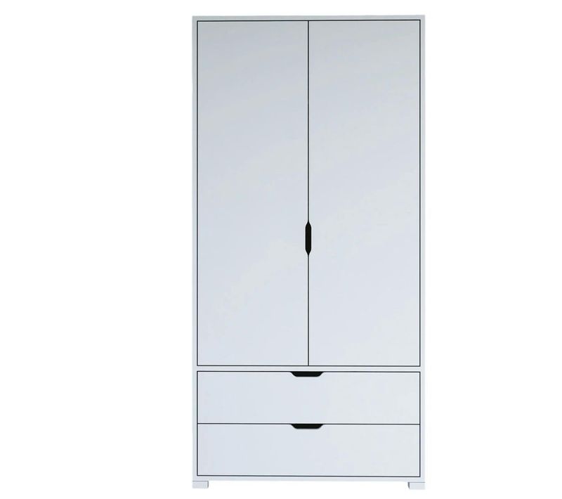 Armoire Penderie Blanche 2 Portes, Style Moderne Byron