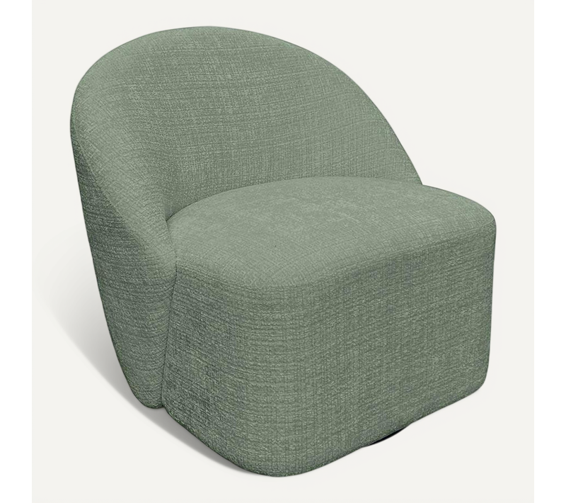 Fauteuil Pivotant Vert Dossier Rond Tissu Texturé Doux Iena
