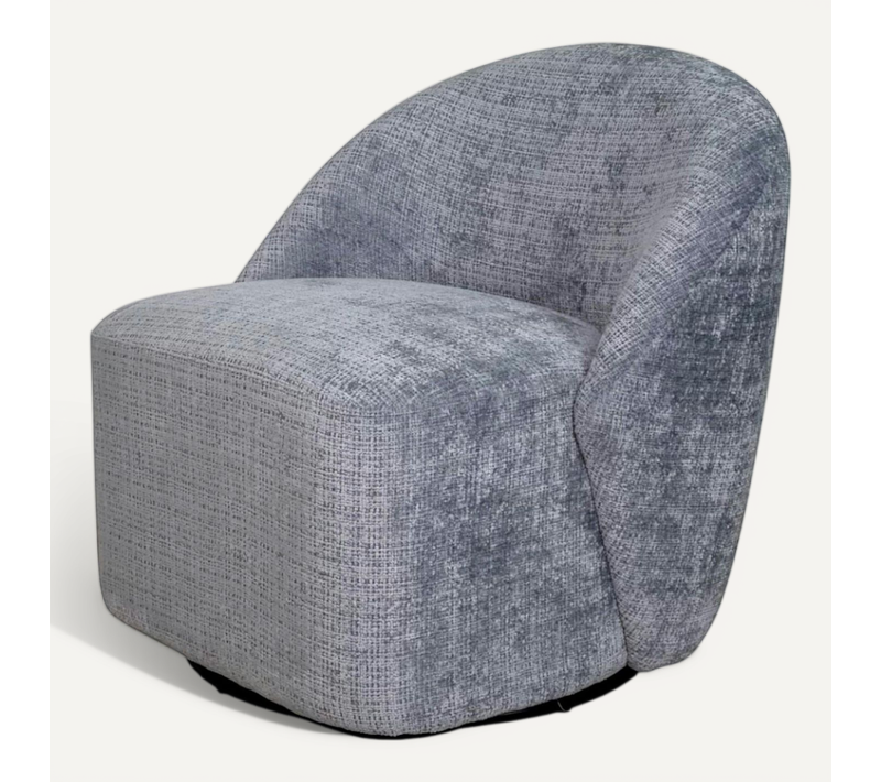 Fauteuil Pivotant Gris Bleu Dossier Rond Tissu Texturé Iena