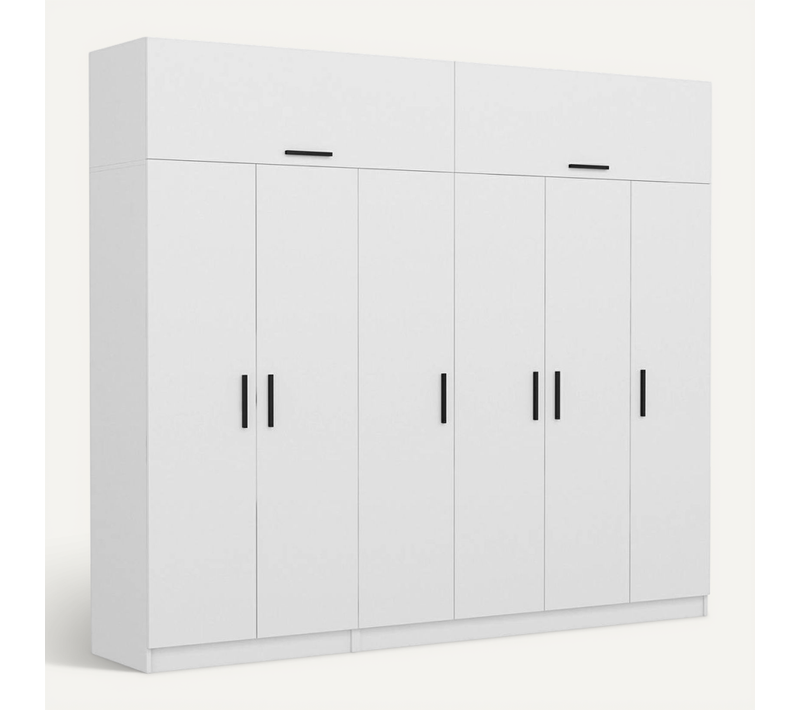 Armoire Penderie Blanche, 8 Portes 3 Portants Byron
