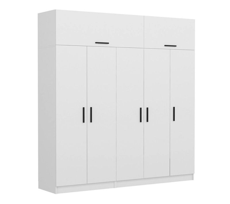 Armoire Dressing Blanche 7 Portes Vitrées 5 Portants Byron