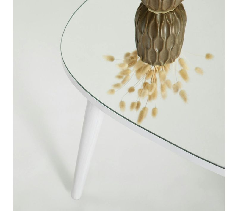 Table Basse Miroir Forme Organique Pieds Blancs Tulum