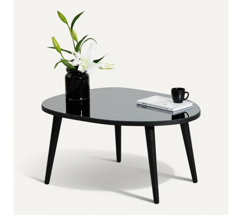 Table Basse Miroir Forme Organique Pieds Noirs Tulum
