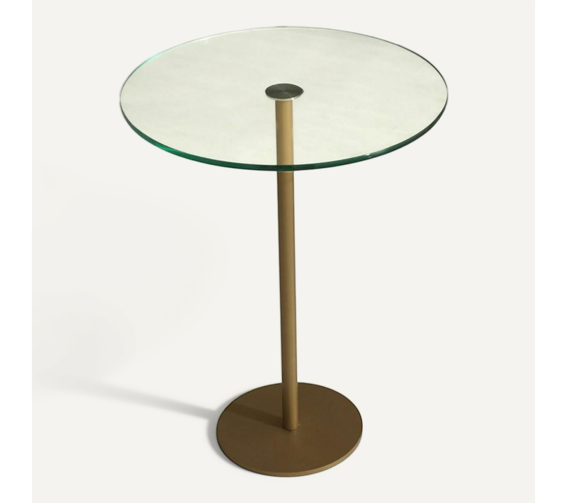 Bout De Canapé Rond En Verre, Pied Métal Doré D.40 Cm Tulum