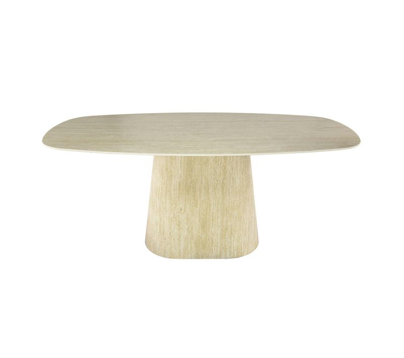 Table Céramique Effet Travertin, Bords Ronds 180 Cm Ascoli