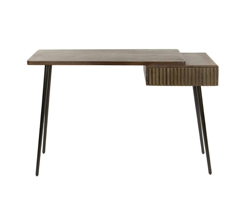 Console Bureau En Bois D’acacia Brun, Tiroir Rainuré Nako