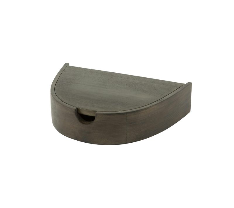 Table De Nuit Murale Bois Brun, Tiroir Demi-lune (x2) Nako