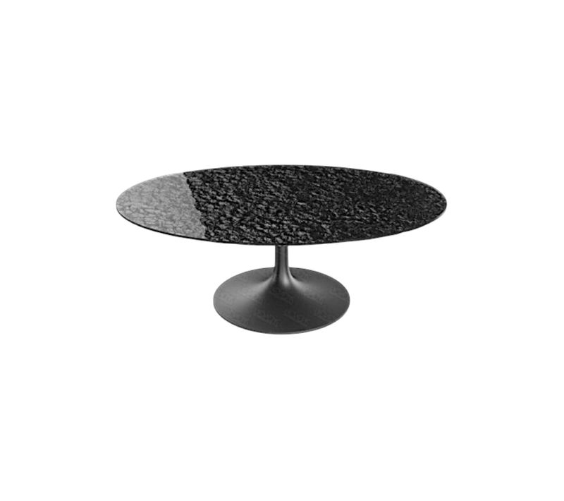 Table Basse Verre Ondulé Noir Ovale, Pied Tulipe Ligurie