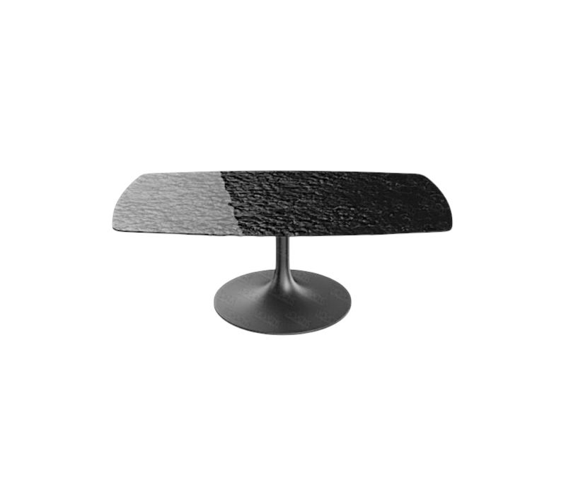 Table Basse Verre Ondulé Noir, Pied Tulipe Ligurie