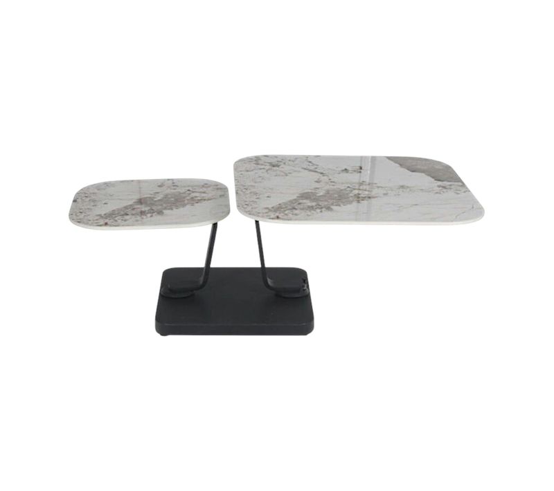 Table Basse Céramique Marbrée Plateaux Déployants Lombardie