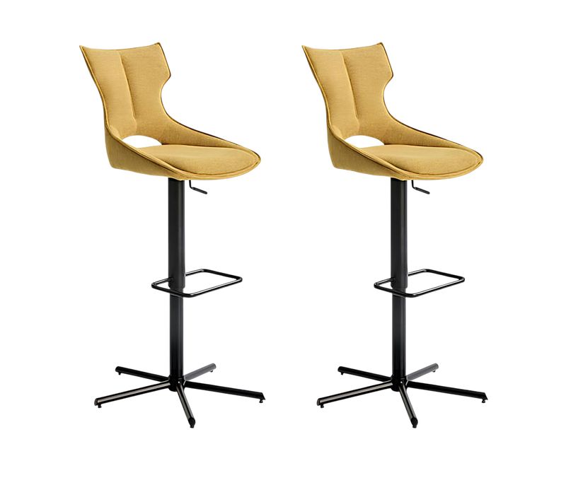 Chaise De Bar Réglable Jaune Dossier Ouvert (lot De 2) Lombardie