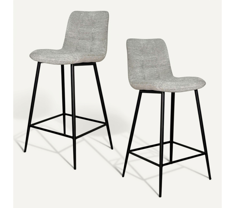 Chaise De Bar Grise Motif Damier (lot De 2) Lombardie