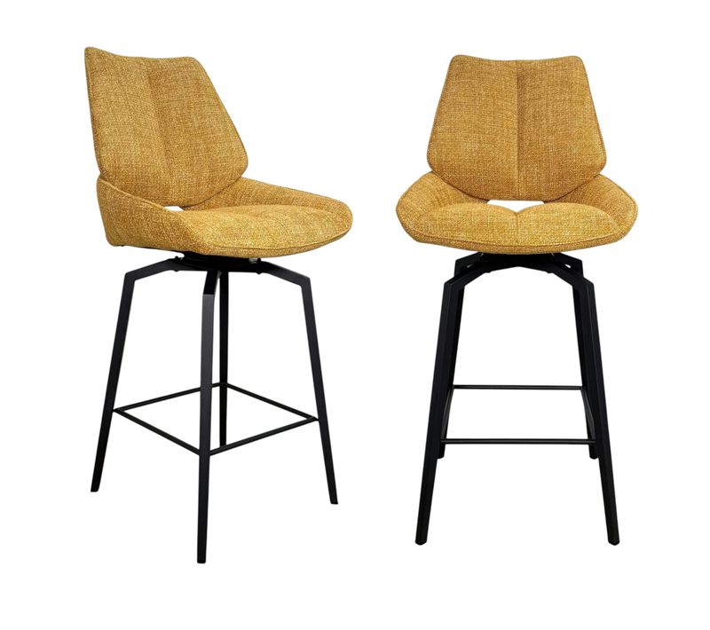 Chaise De Bar Pivotante Moutarde Assise Baquet (lot De 2) Ligurie