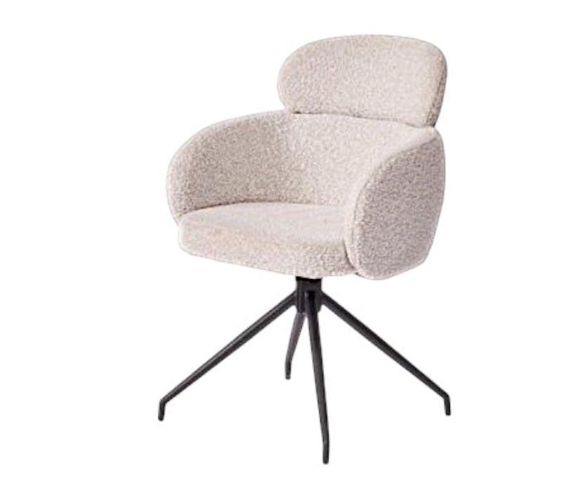 Fauteuil De Table Pivotant Beige Bouclette (lot De 2) Lombardie