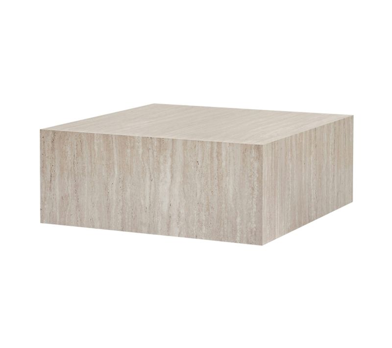 Table Basse Carrée Effet Travertin Roulettes Invisibles Marfa