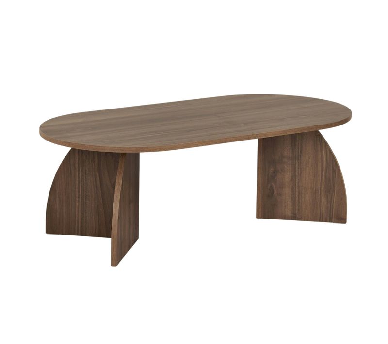 Table Basse Ovale Effet Bois De Noyer Pieds Courbes Marfa